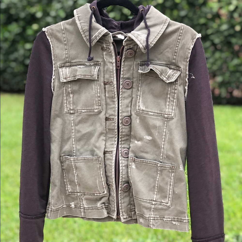 Free People Army Jacket with Knit Hoodie